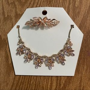 Rose gold necklace and hairpin